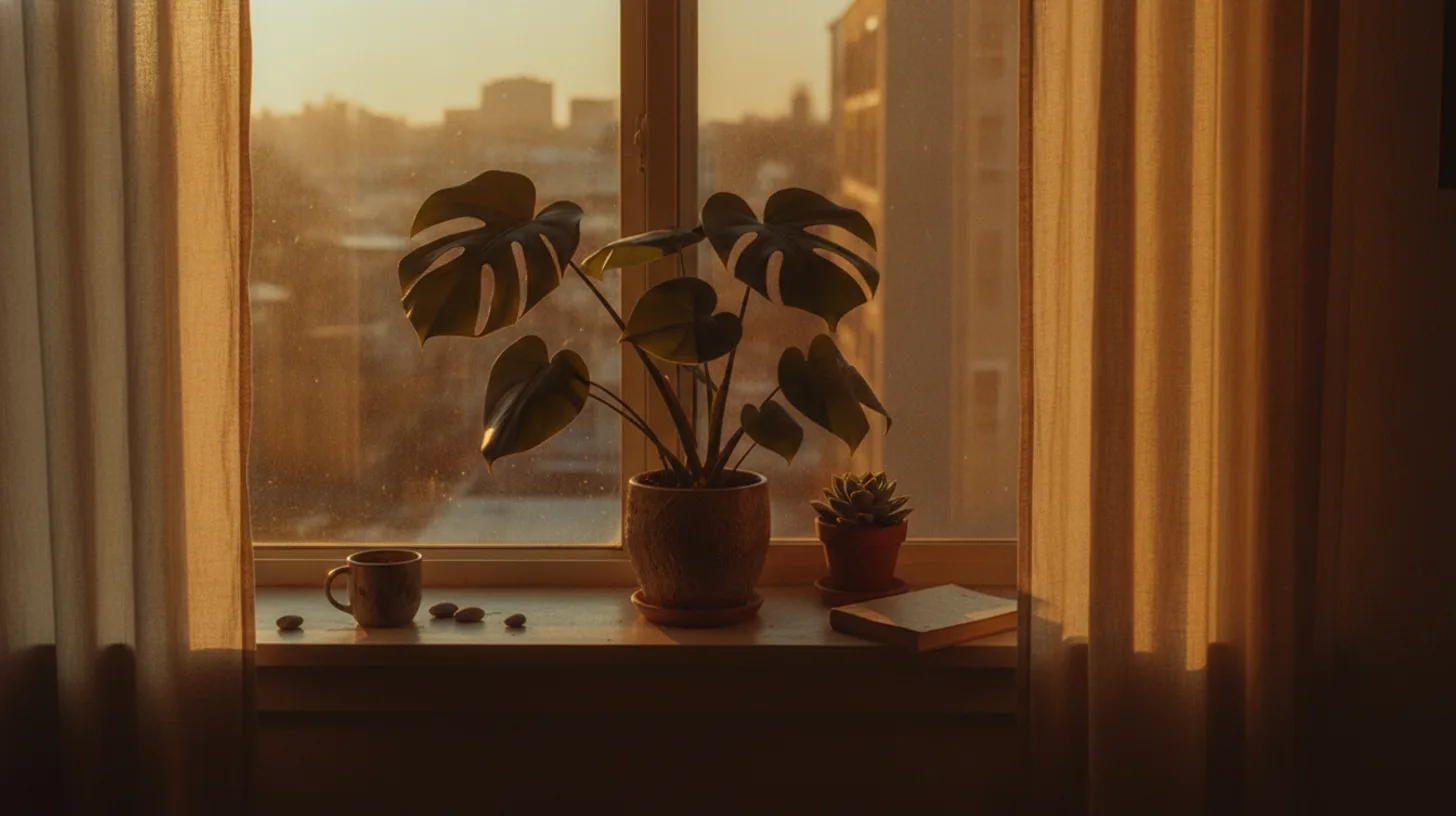 Warm morning light streaming through a window onto a clean kitchen table with a coffee mug and keys, symbolizing the stability and dignity of permanent housing