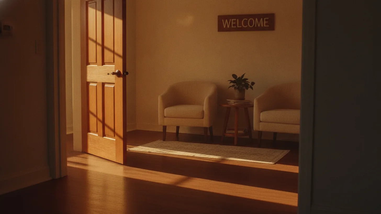 Warm morning light across a welcoming treatment space with plants and comfortable seating, symbolizing accessible and patient-centered care
