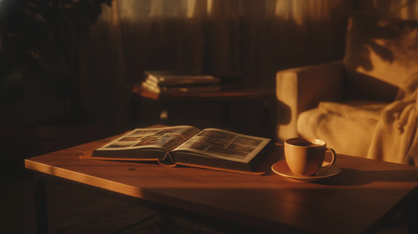 A kitchen table with two coffee mugs, soft morning light, representing family connection and support