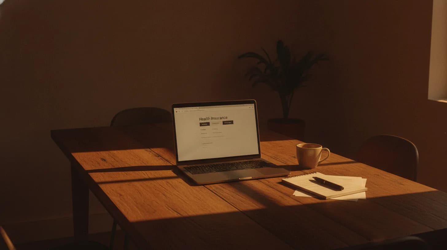 Insurance paperwork and prescription bottle on clean desk with morning light, representing navigating Highmark coverage for addiction treatment
