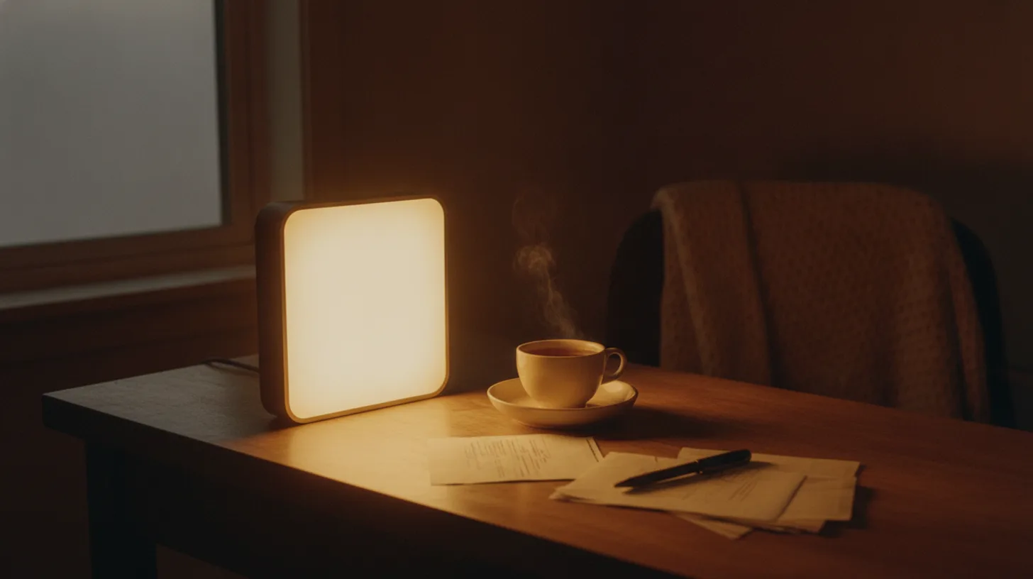 Morning light streaming through a window onto a cozy reading nook with warm blankets and plants