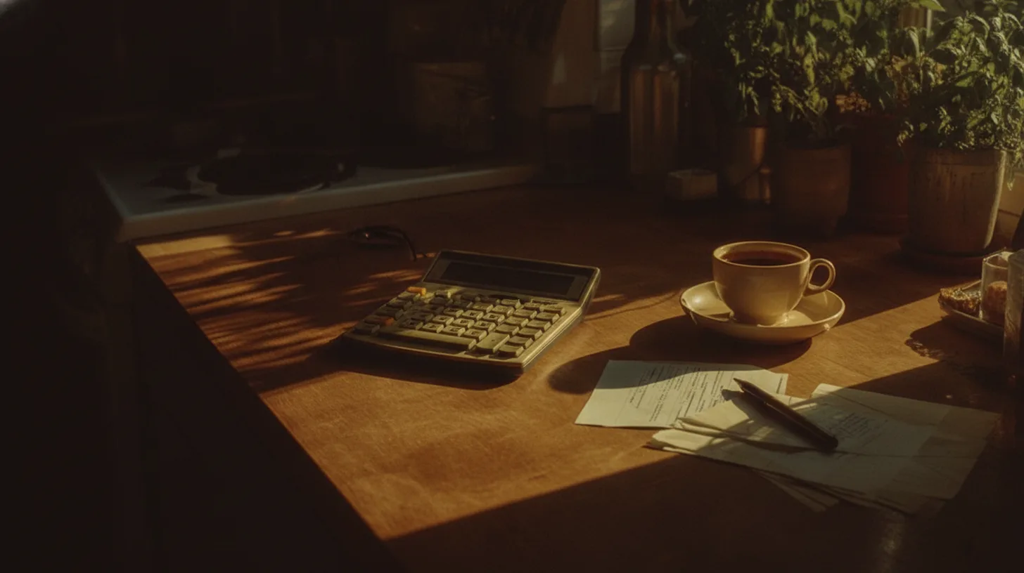 Medical bills and prescription bottles on a kitchen table with morning light, representing the reality of paying for treatment without insurance
