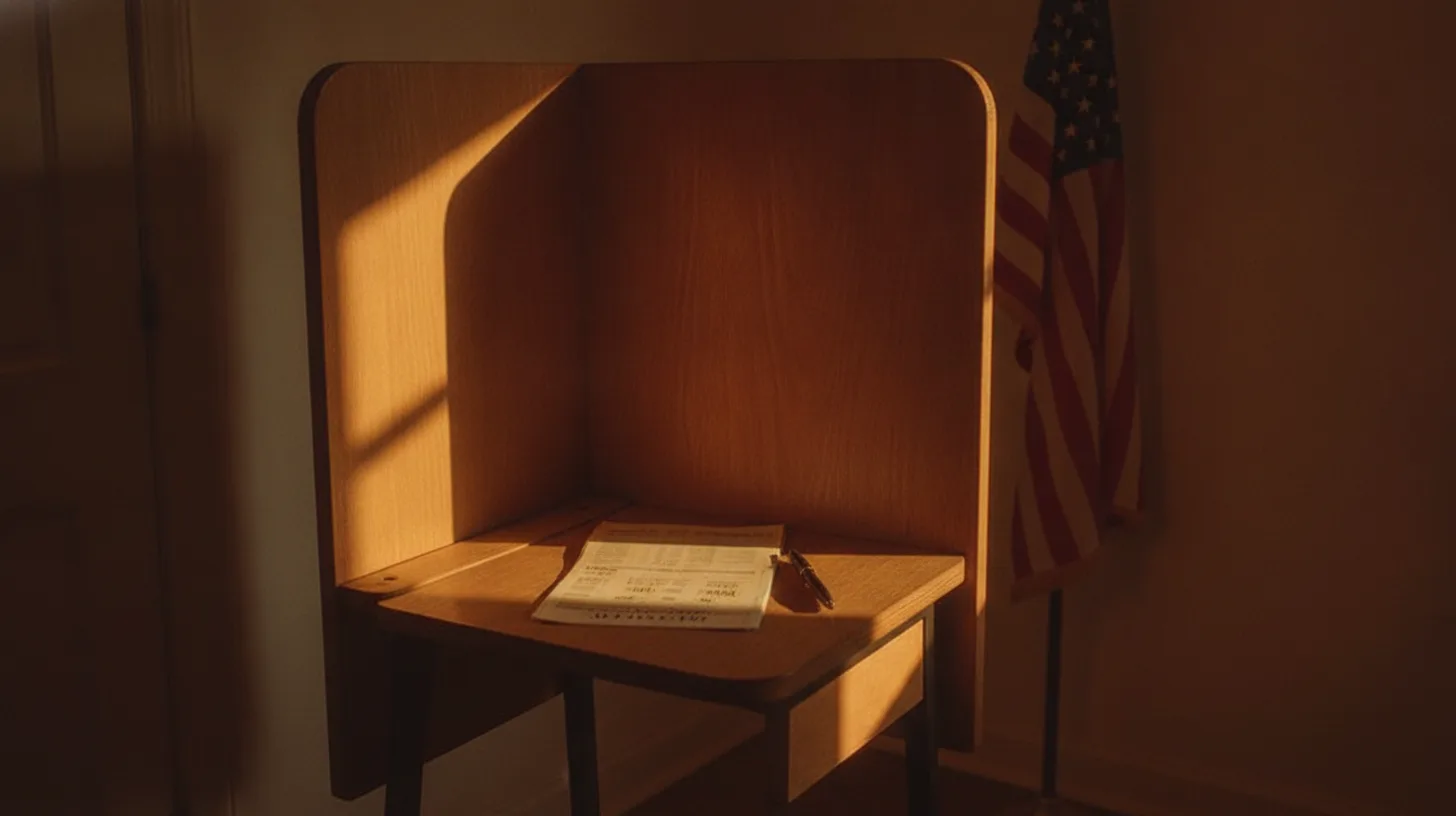 Sunlight streaming through legislative chamber windows onto empty chairs, symbolizing the potential for policy change