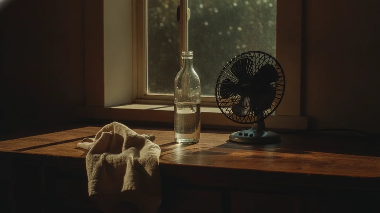 Clean white athletic shirt and towel on wooden bench in morning light, suggesting comfort and managing physical symptoms during recovery