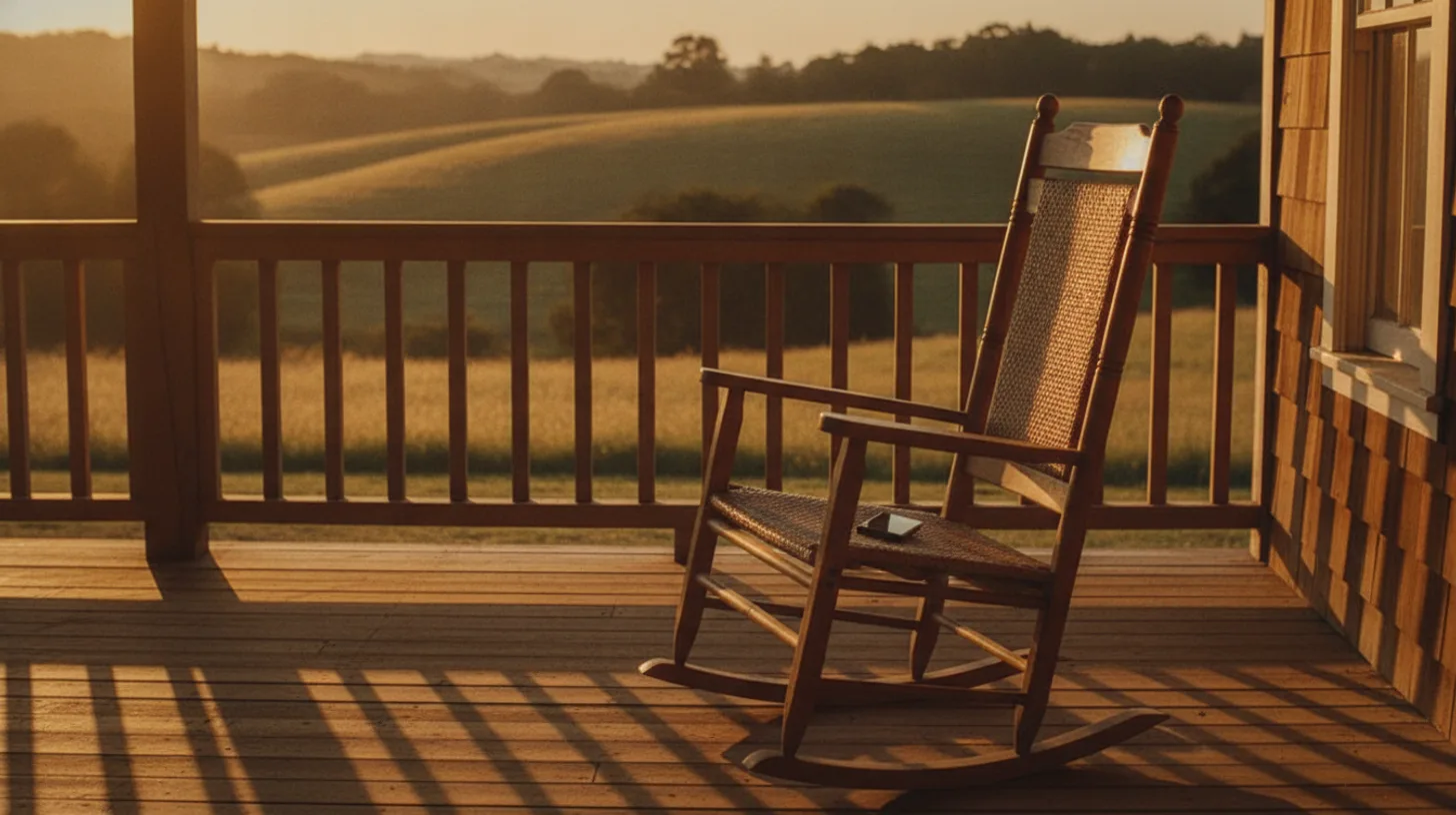 Rural farmhouse at sunrise with warm light, symbolizing hope and healthcare access for rural communities