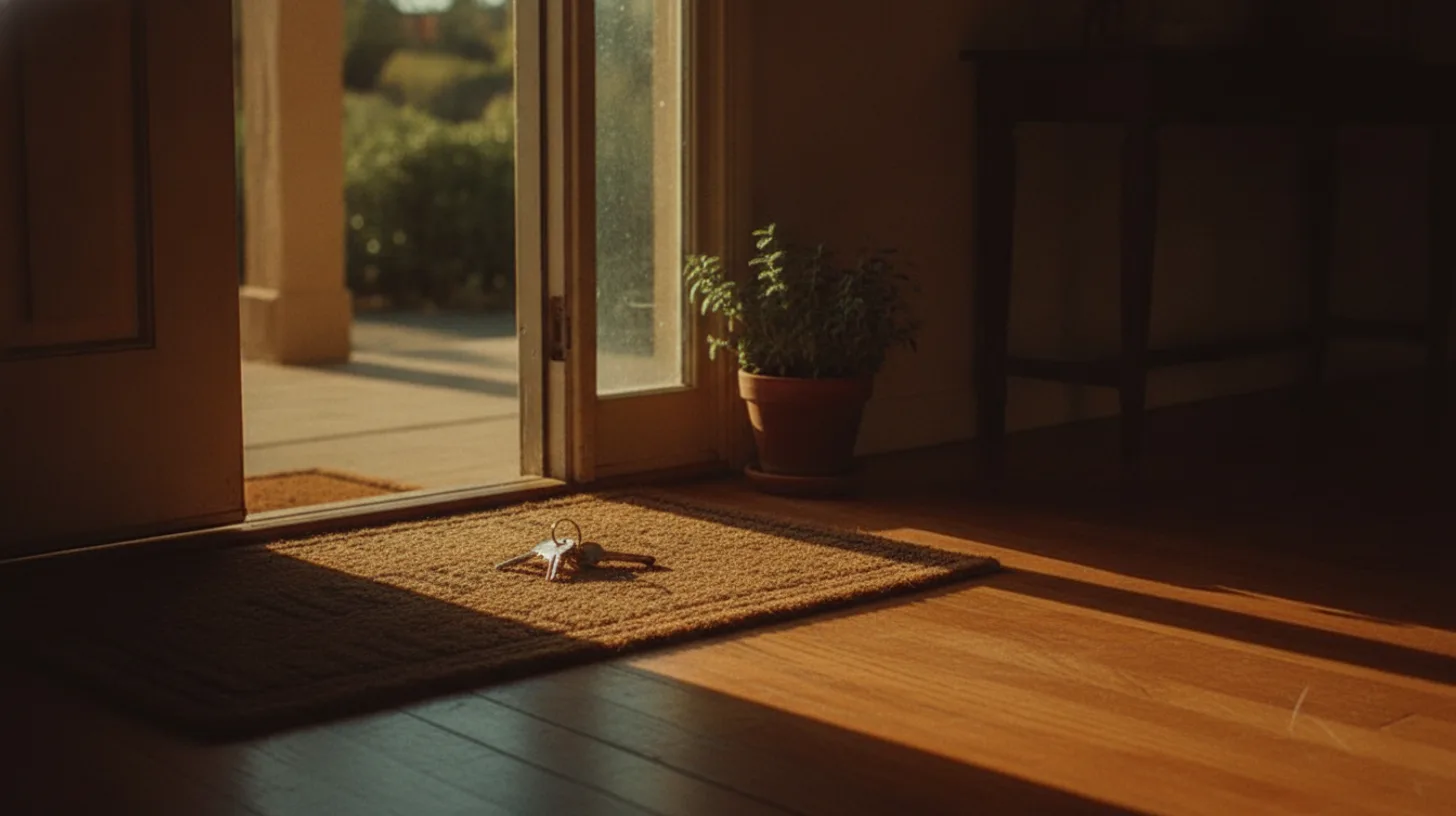 Warm morning light streaming through a window onto simple furniture in a clean, welcoming room symbolizing stable housing during recovery